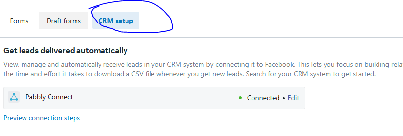 Pabbly connected to FB CRM account.PNG